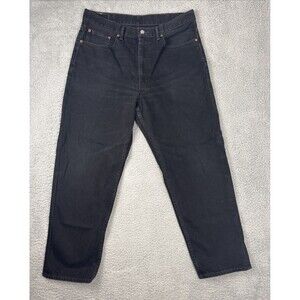 Levis 550 Relaxed Fit Denim Black Jeans Men’s Size Tag (38X32) Measures (36x31)
